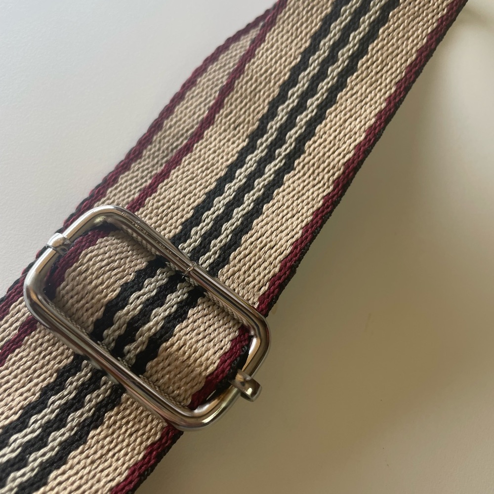 Adjustable Stripe Pattern 1.5” Wide Tan Green Replacement Purse Strap, NWT